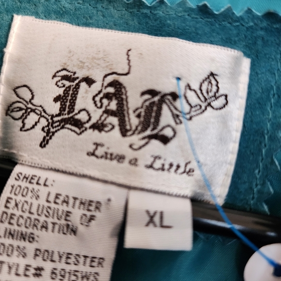 Vintage L.A.L Turquoise Suede Leather Blazer. - Picture 2 of 8